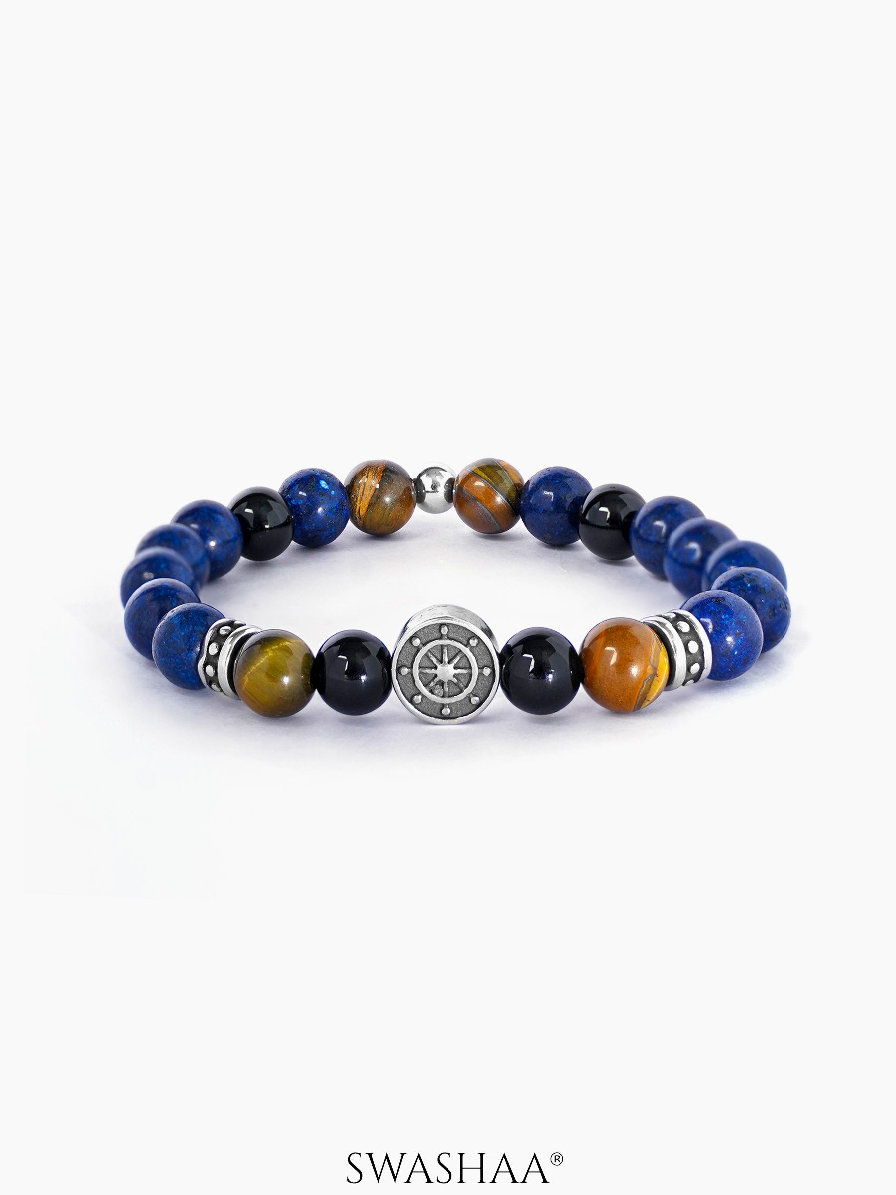 Finley Deep Blue Glossy Beads Men's Loose Bracelet