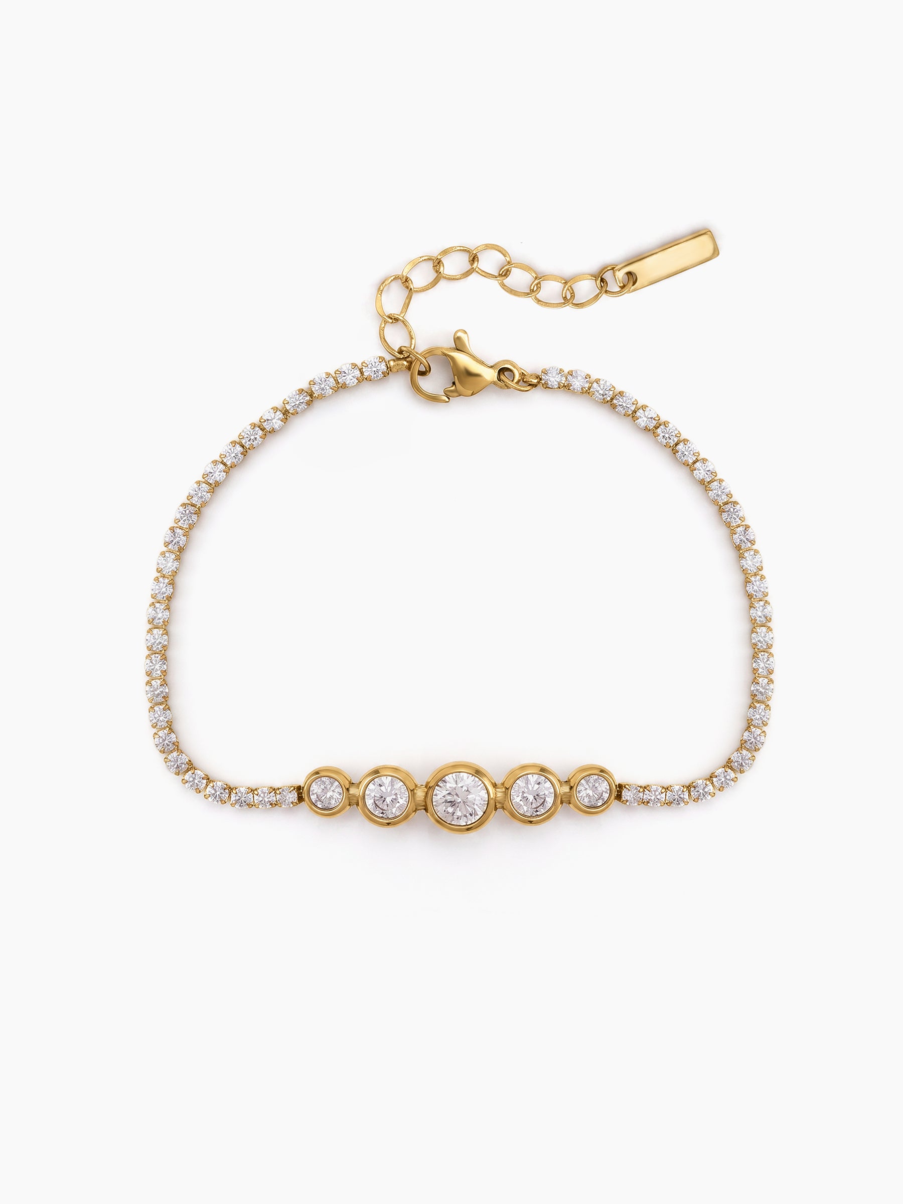 Fiora Solitaire Diamond 18K Gold Plated Women's Chain Loose Bracelets
