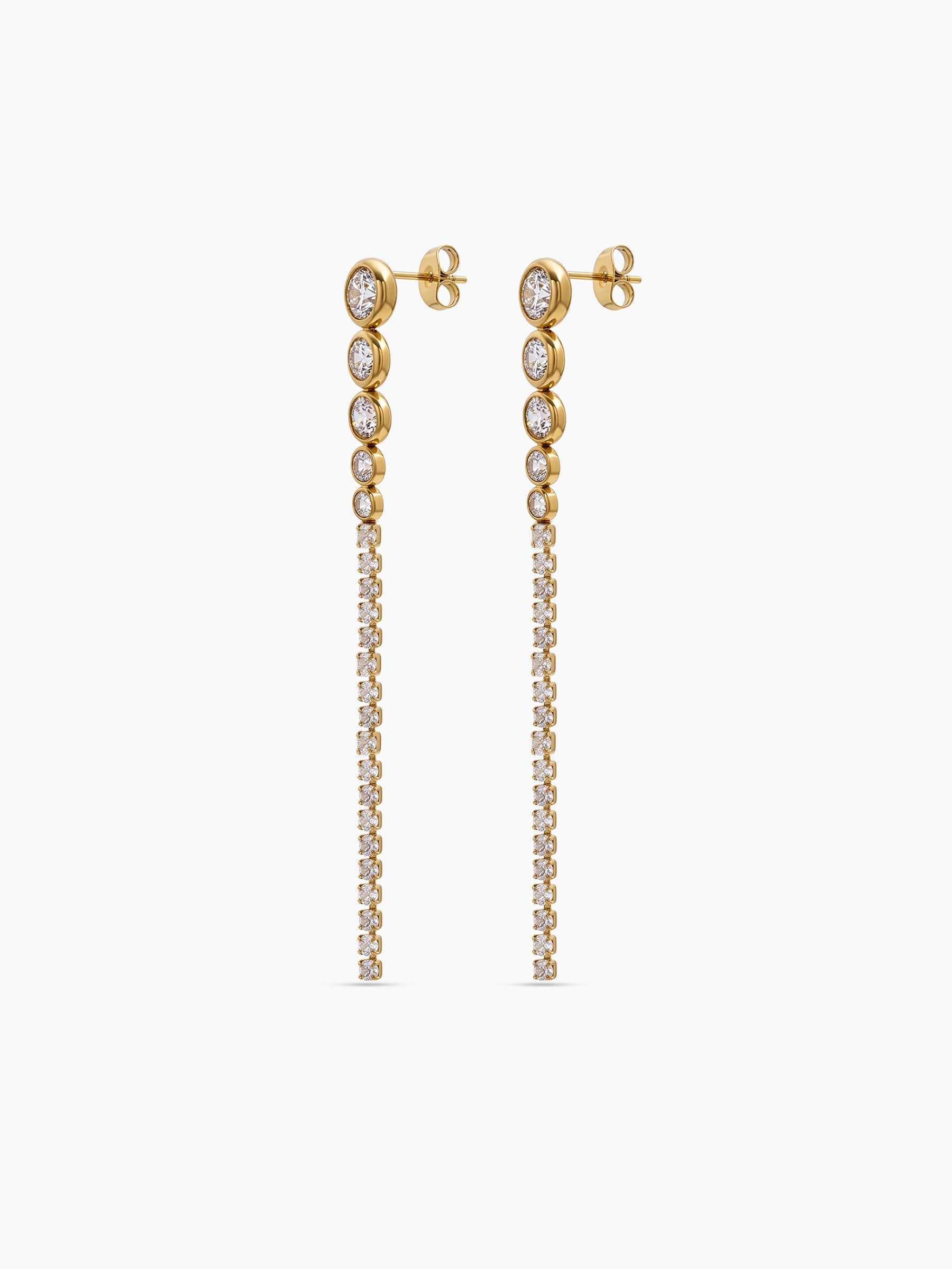 Fiora Diamond Solitaire Dangling 18K Gold Plated Women's Stud Earrings