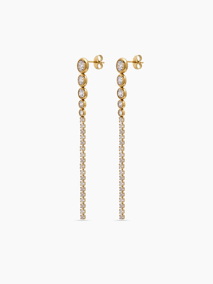Fiora Diamond Solitaire Dangling 18K Gold Plated Women's Stud Earrings