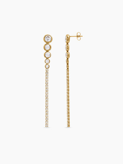 Fiora Diamond Solitaire Dangling 18K Gold Plated Women's Stud Earrings