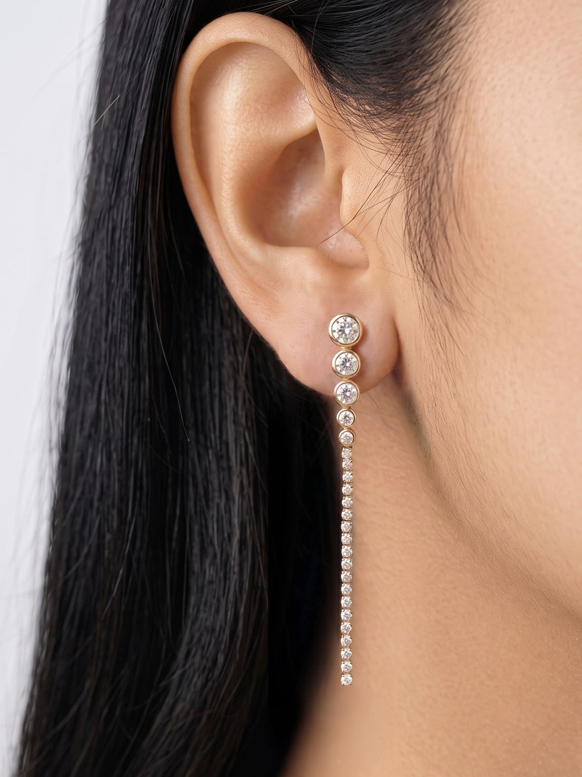 Fiora Diamond Solitaire Dangling 18K Gold Plated Women's Stud Earrings