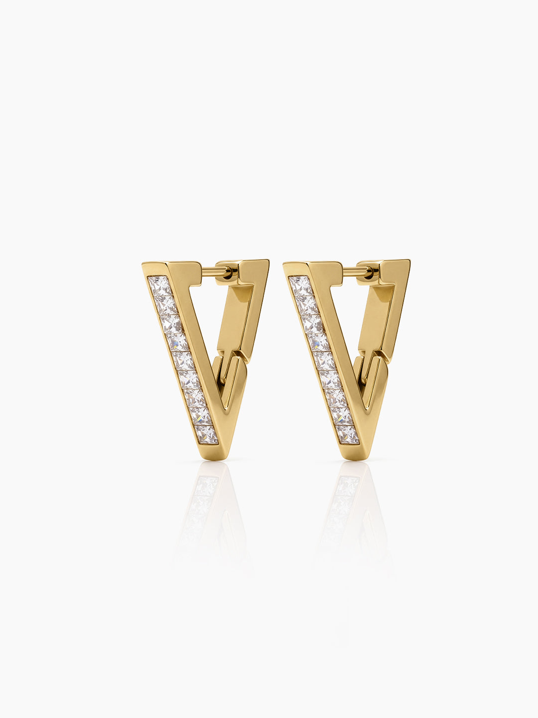 Fioren Triangle Diamond 18K Gold Plated Women's Hoop Earrings