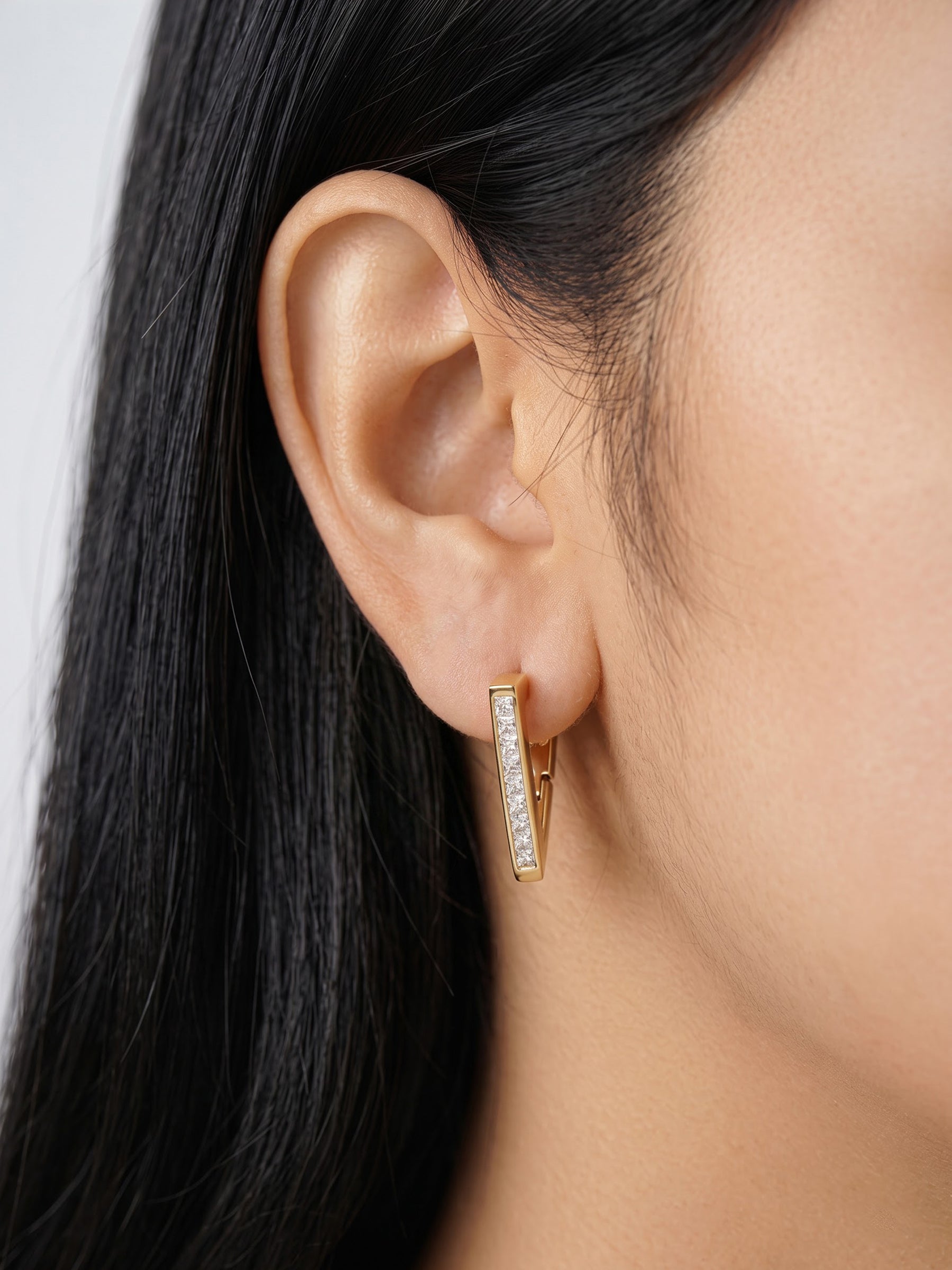 Fioren Triangle Diamond 18K Gold Plated Women's Hoop Earrings