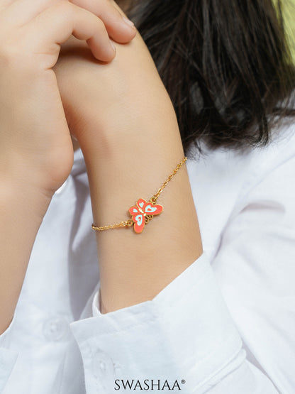 Flap-Flap Butterfly 18K Gold Plated Kid's Loose Bracelet