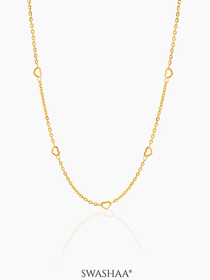 Flavia Heart Beads 18K Gold Plated Women's Chain
