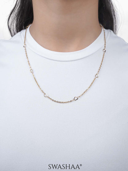 Flavia Heart Beads 18K Gold Plated Women's Chain
