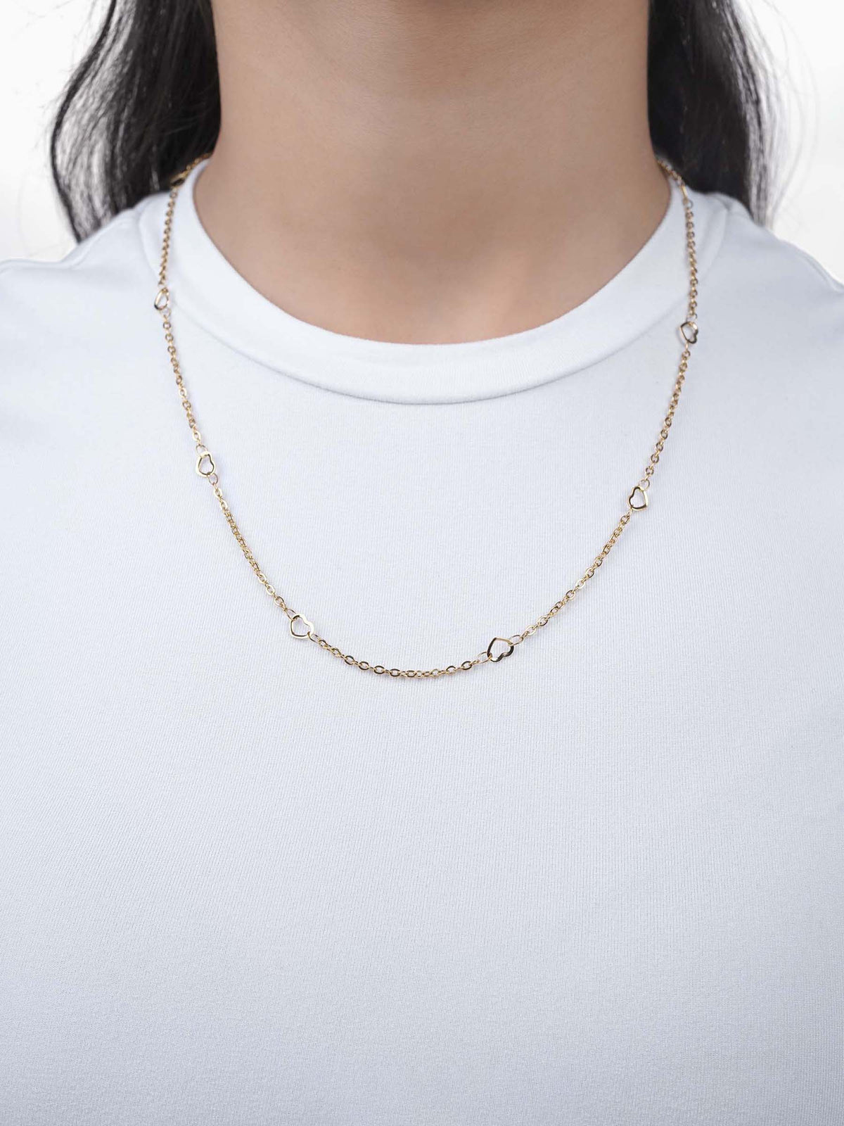 Flavia Heart Beads 18K Gold Plated Women's Chain
