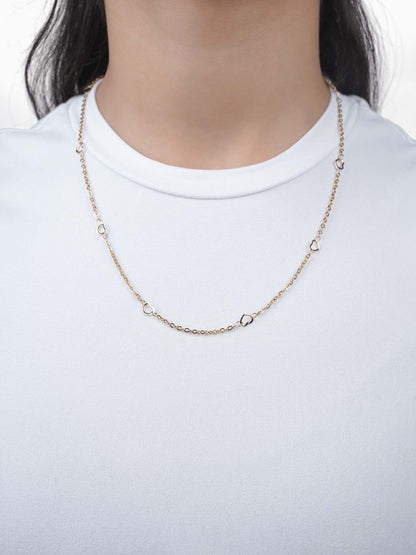 Flavia Heart Beads 18K Gold Plated Women's Chain
