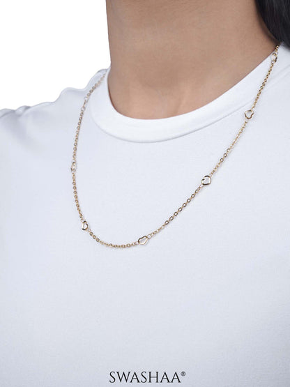 Flavia Heart Beads 18K Gold Plated Women's Chain
