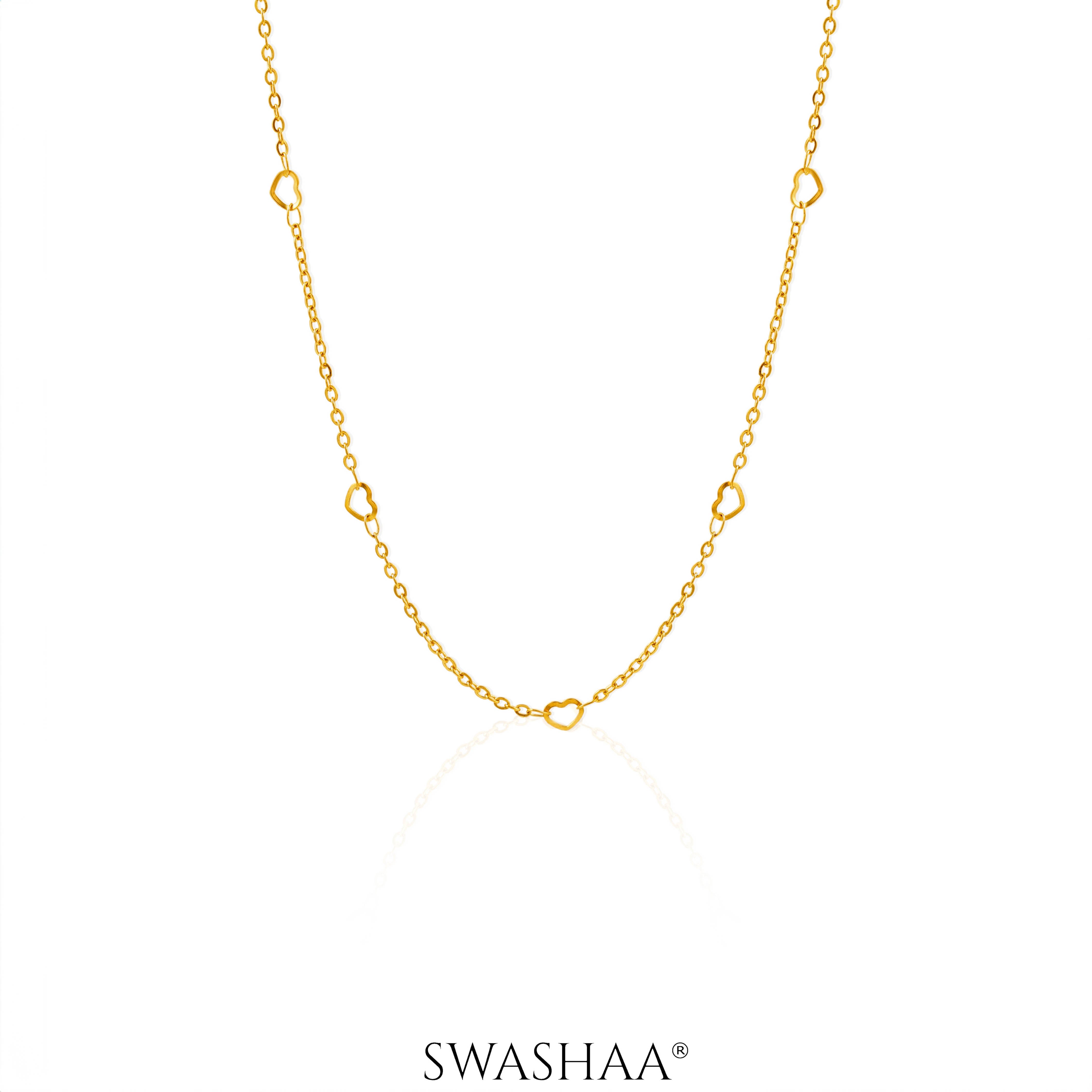 Flavia Heart 18K Gold Plated Women's Chain