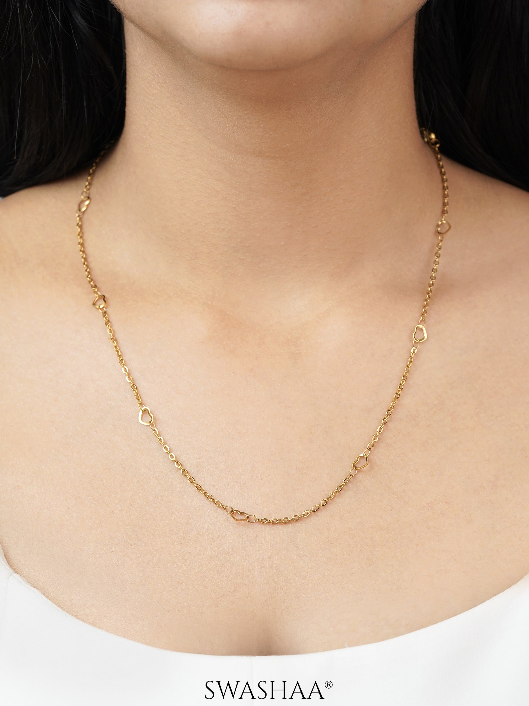Flavia Heart 18K Gold Plated Women's Chain