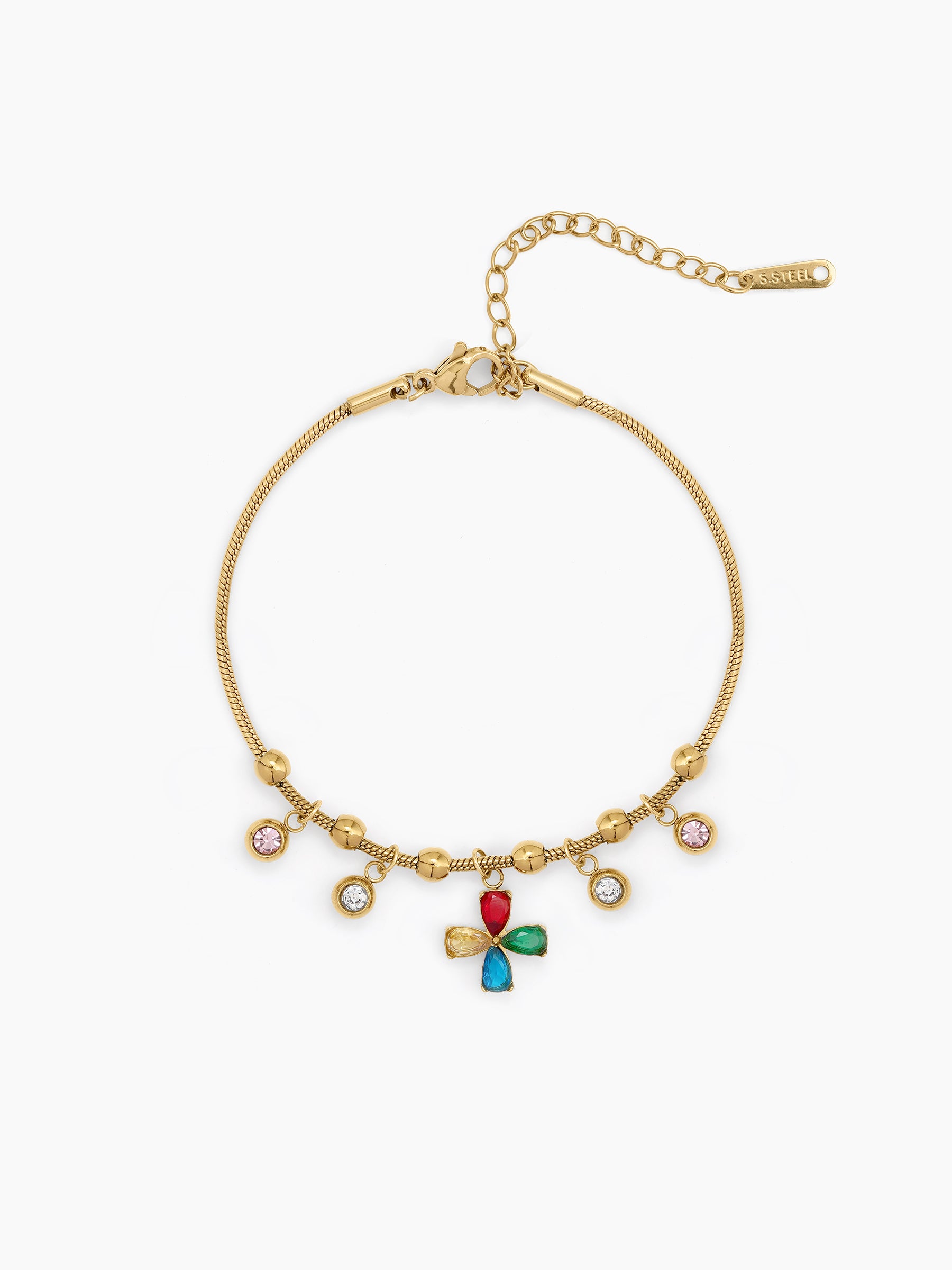 Florise Floral Multicolor  Diamond 18K Gold Plated Women's Loose Bracelets
