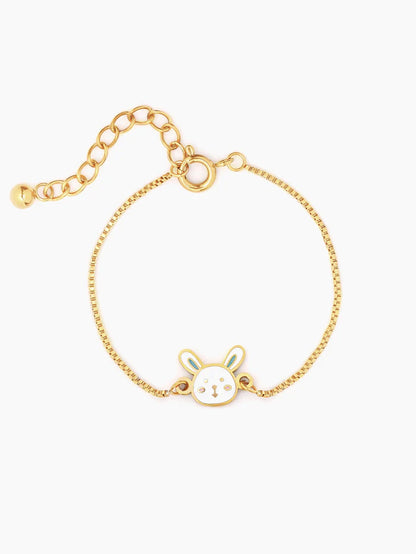Fluffy Bunny Rabbit 18K Gold Plated Kid's Loose Bracelet