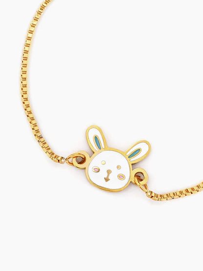 Fluffy Bunny Rabbit 18K Gold Plated Kid's Loose Bracelet