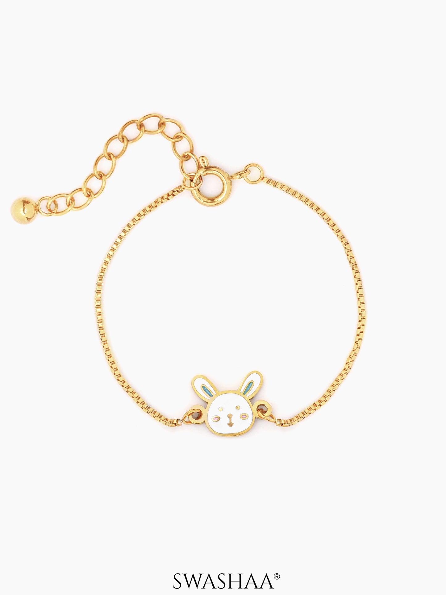 Fluffy Bunny Rabbit 18K Gold Plated Kid's Loose Bracelet