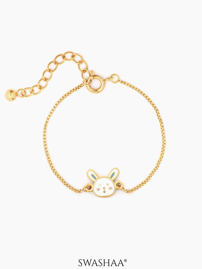 Fluffy Bunny Rabbit 18K Gold Plated Kid's Loose Bracelet
