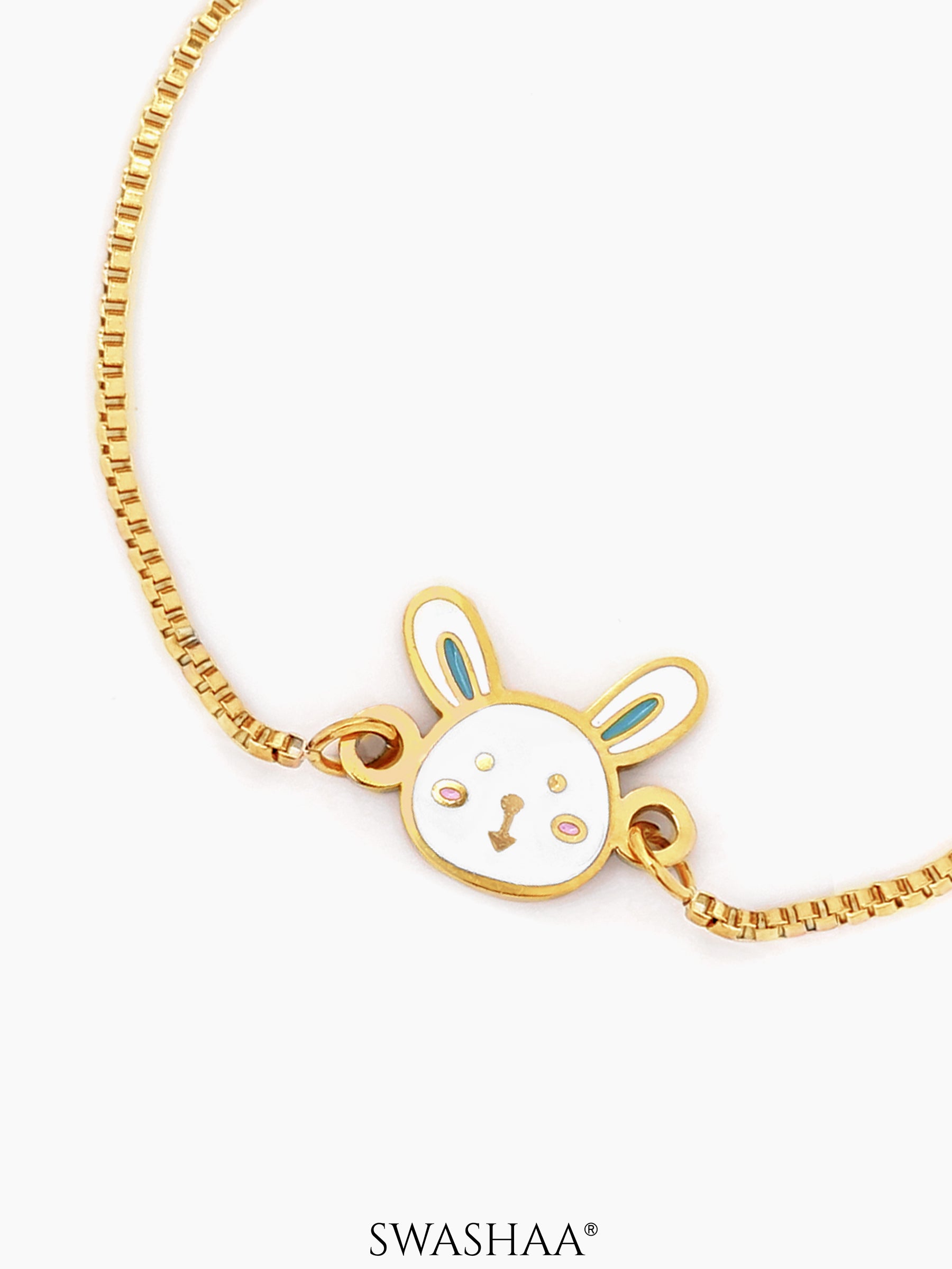 Fluffy Bunny Rabbit 18K Gold Plated Kid's Loose Bracelet