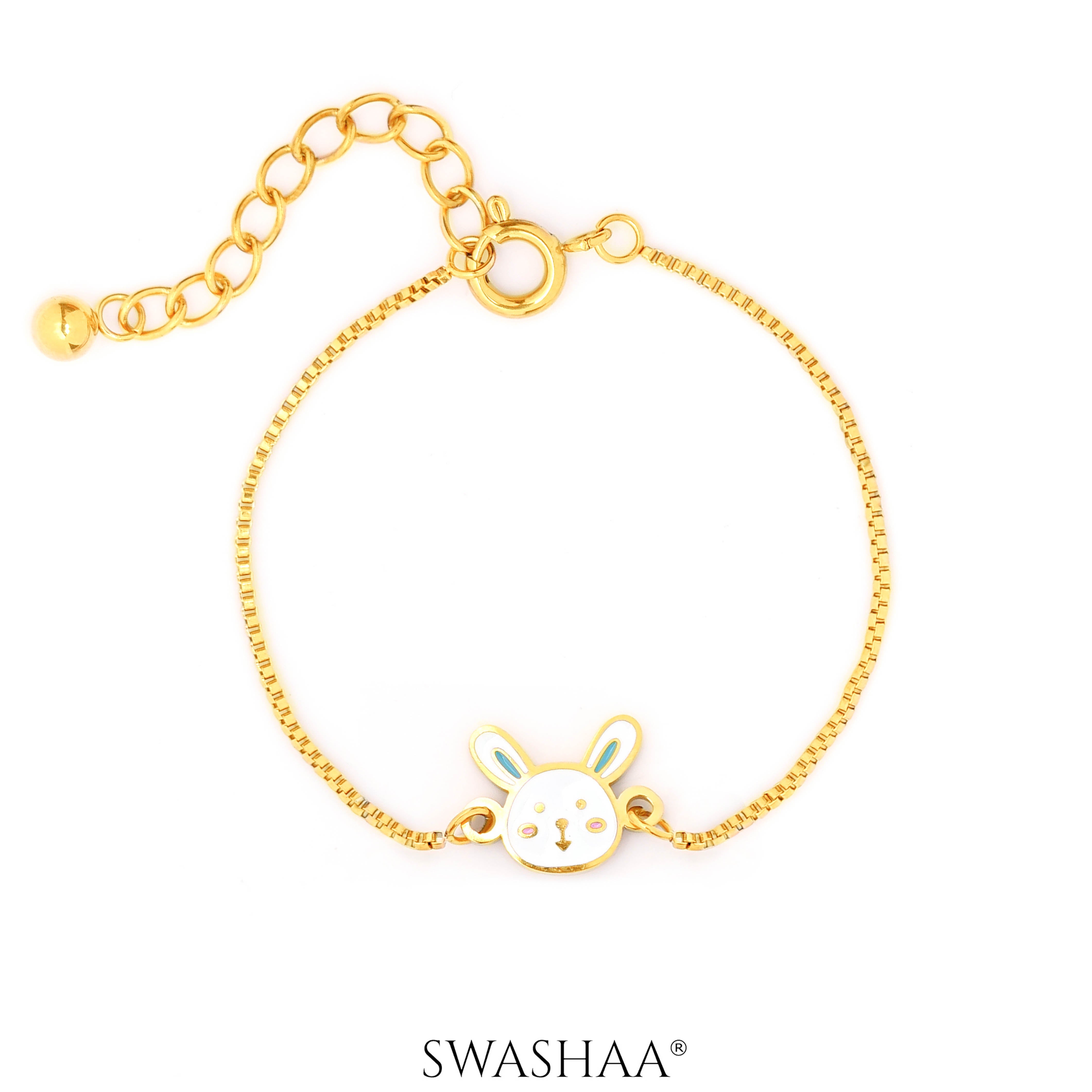 Fluffy Bunny 18K Gold Plated Kid's Bracelet