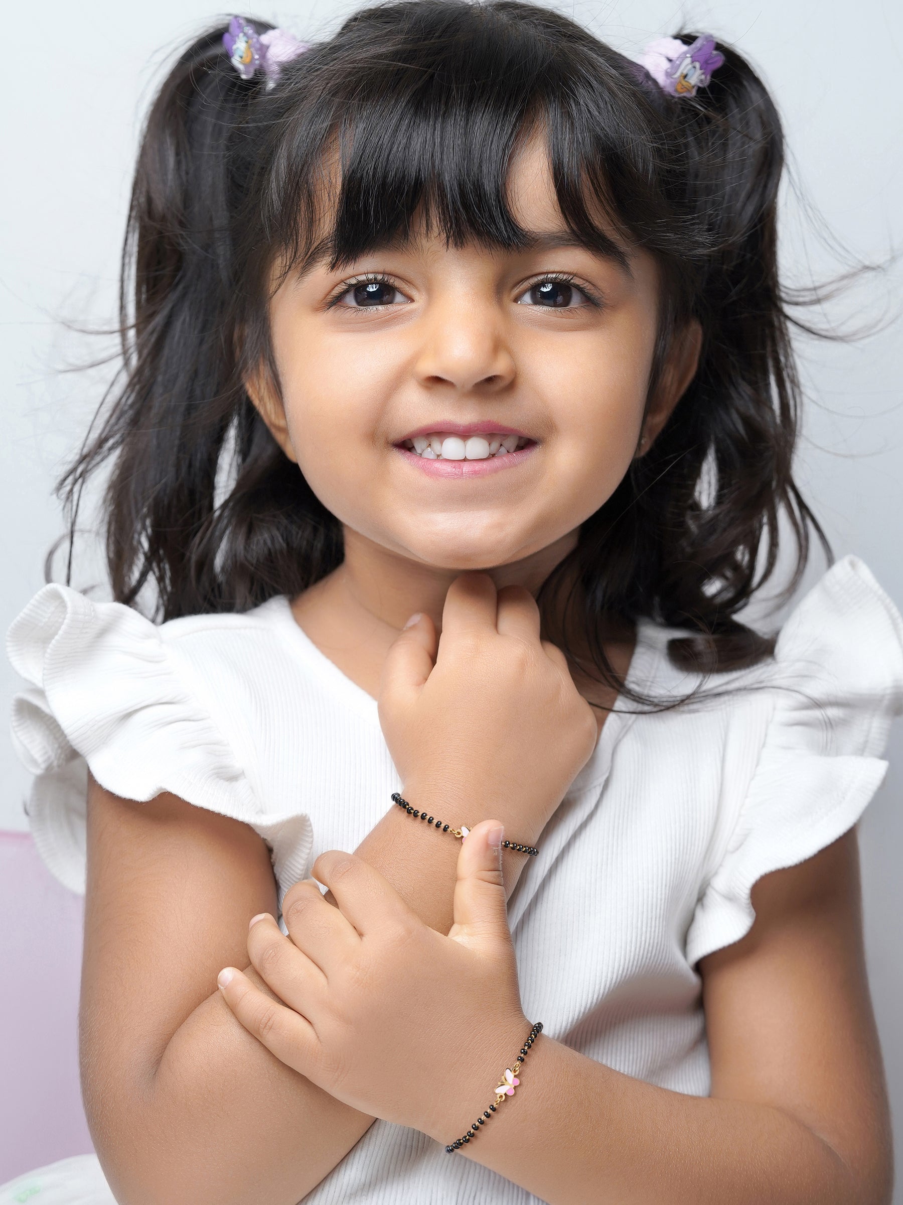 Fluffy Pink Butterfly Charm 18K Gold Plated Kid's Nazariya Bracelet