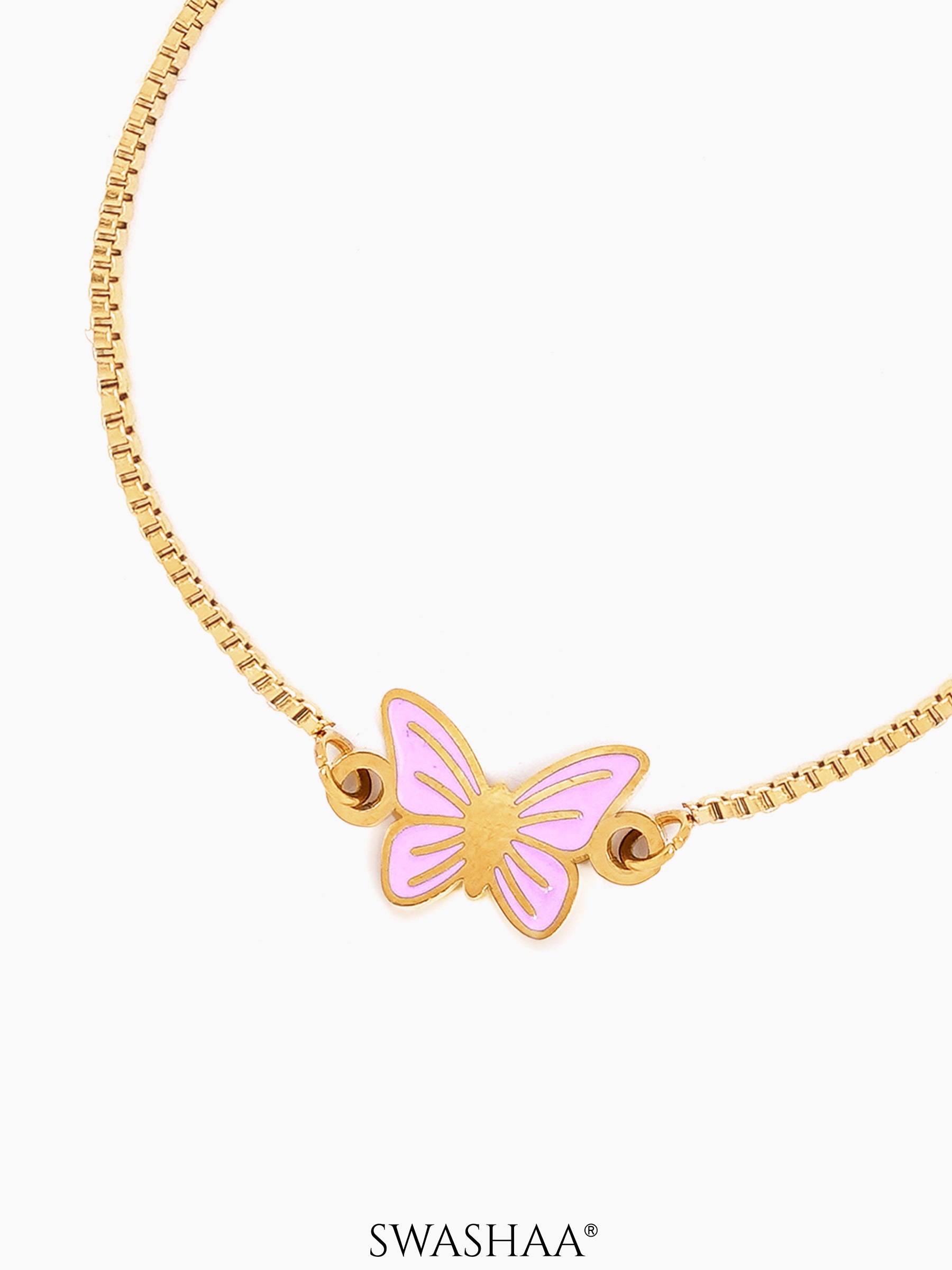 Flur Pink Butterfly Charm 18K Gold Plated Kid's Loose Bracelet