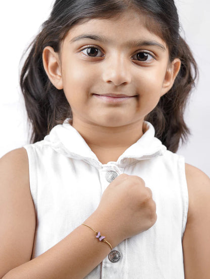 Flur Pink Butterfly Charm 18K Gold Plated Kid's Loose Bracelet