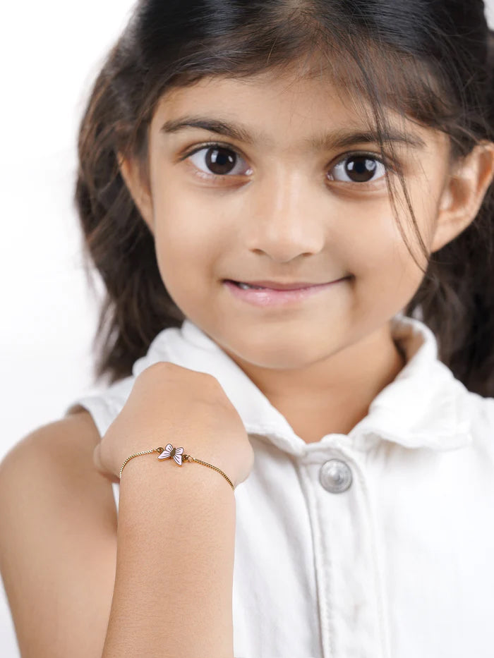 Flur Pink Butterfly Charm 18K Gold Plated Kid's Loose Bracelet