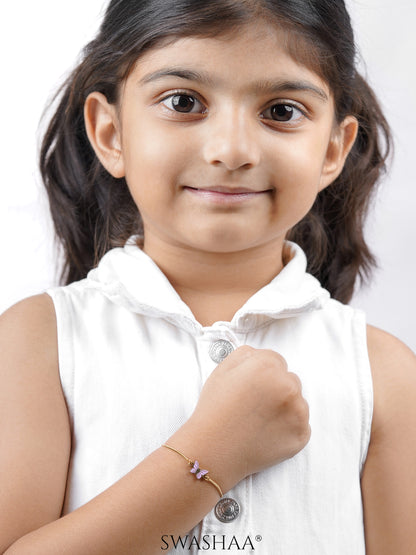 Flur Pink Butterfly Charm 18K Gold Plated Kid's Loose Bracelet