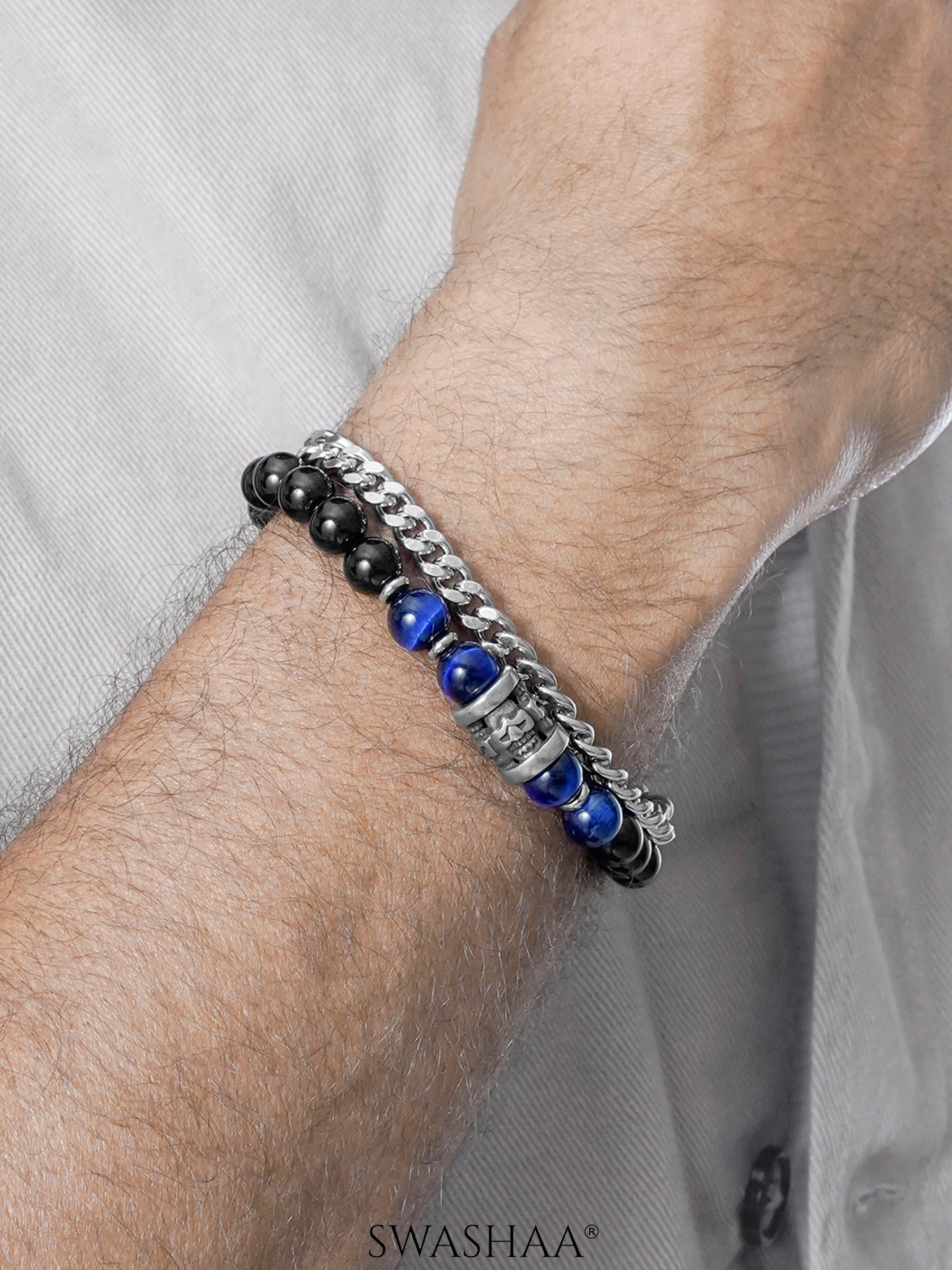 Ford Black Men's Beaded Bracelet