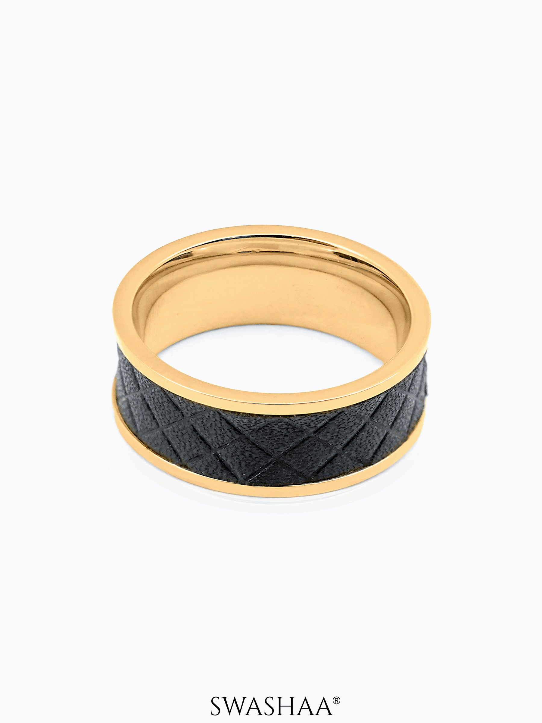 Fred Leather 18K Gold Plated Men's Ring