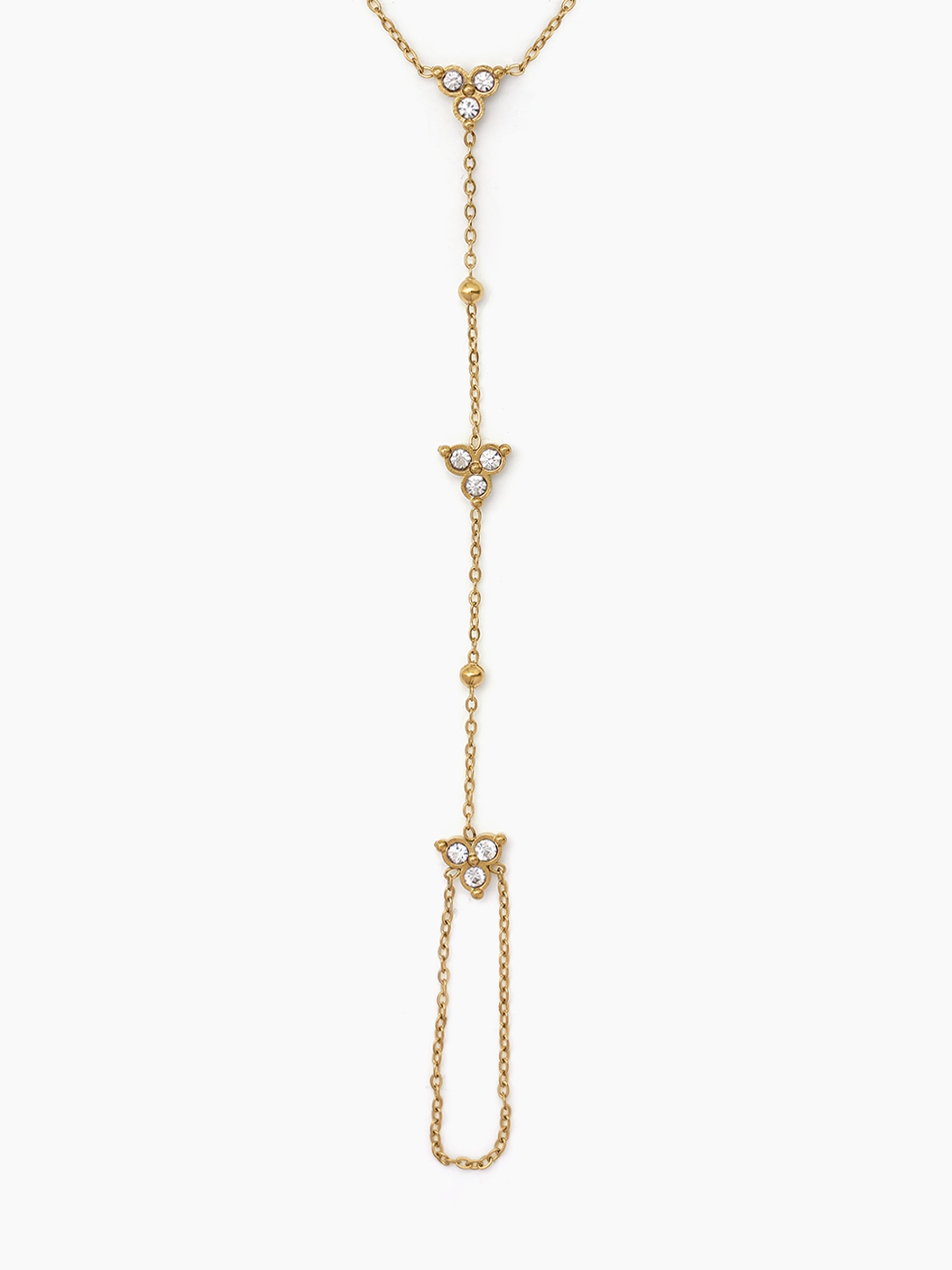 Freya Diamond Floral Bead 18K Gold Plated Women's Ring Bracelet