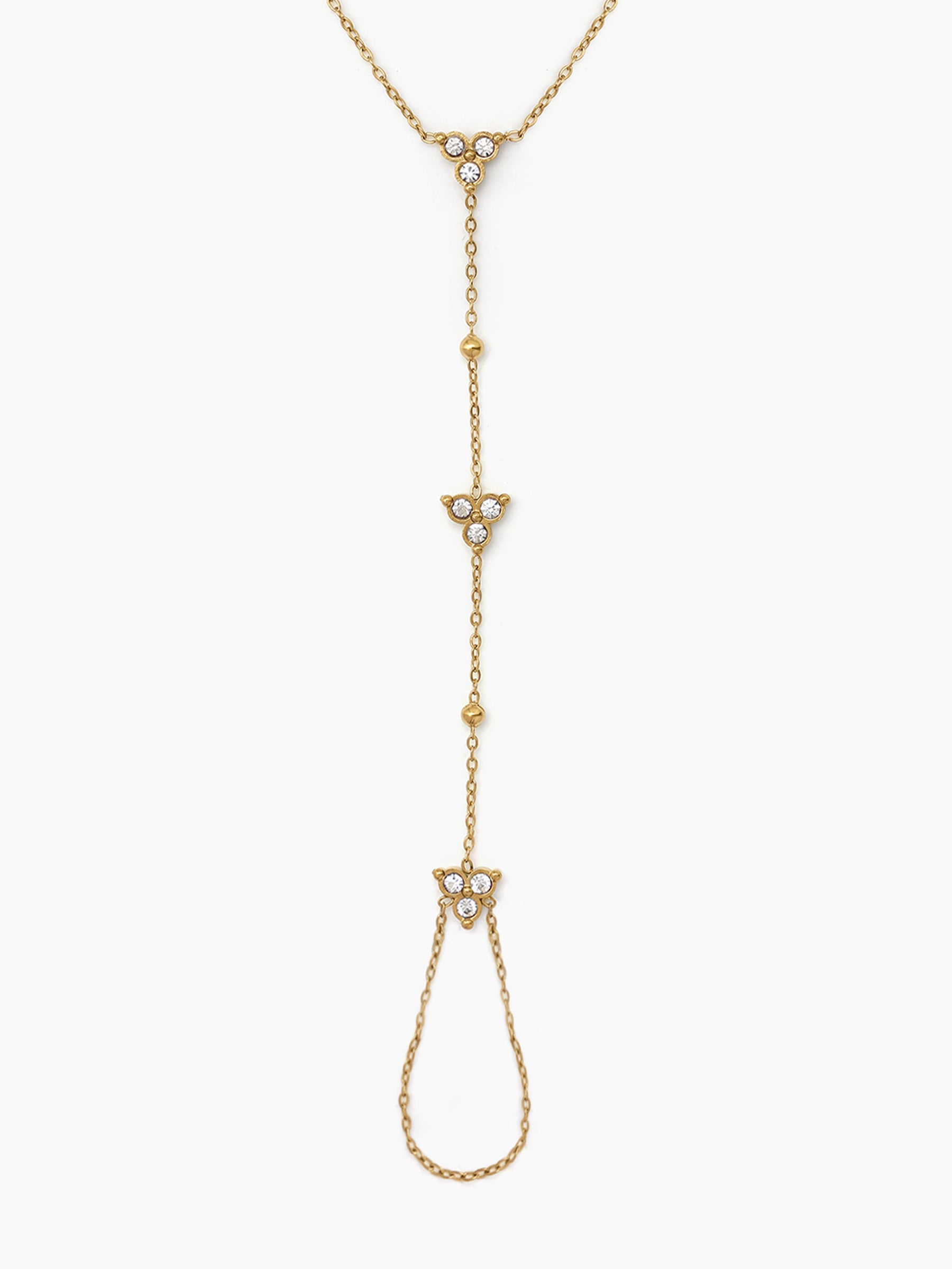 Freya Diamond Floral Bead 18K Gold Plated Women's Ring Bracelet
