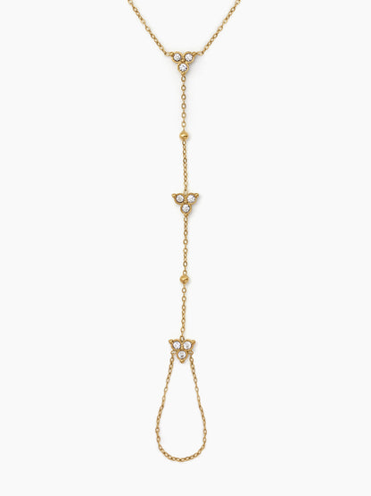 Freya Diamond Floral Bead 18K Gold Plated Women's Ring Bracelet