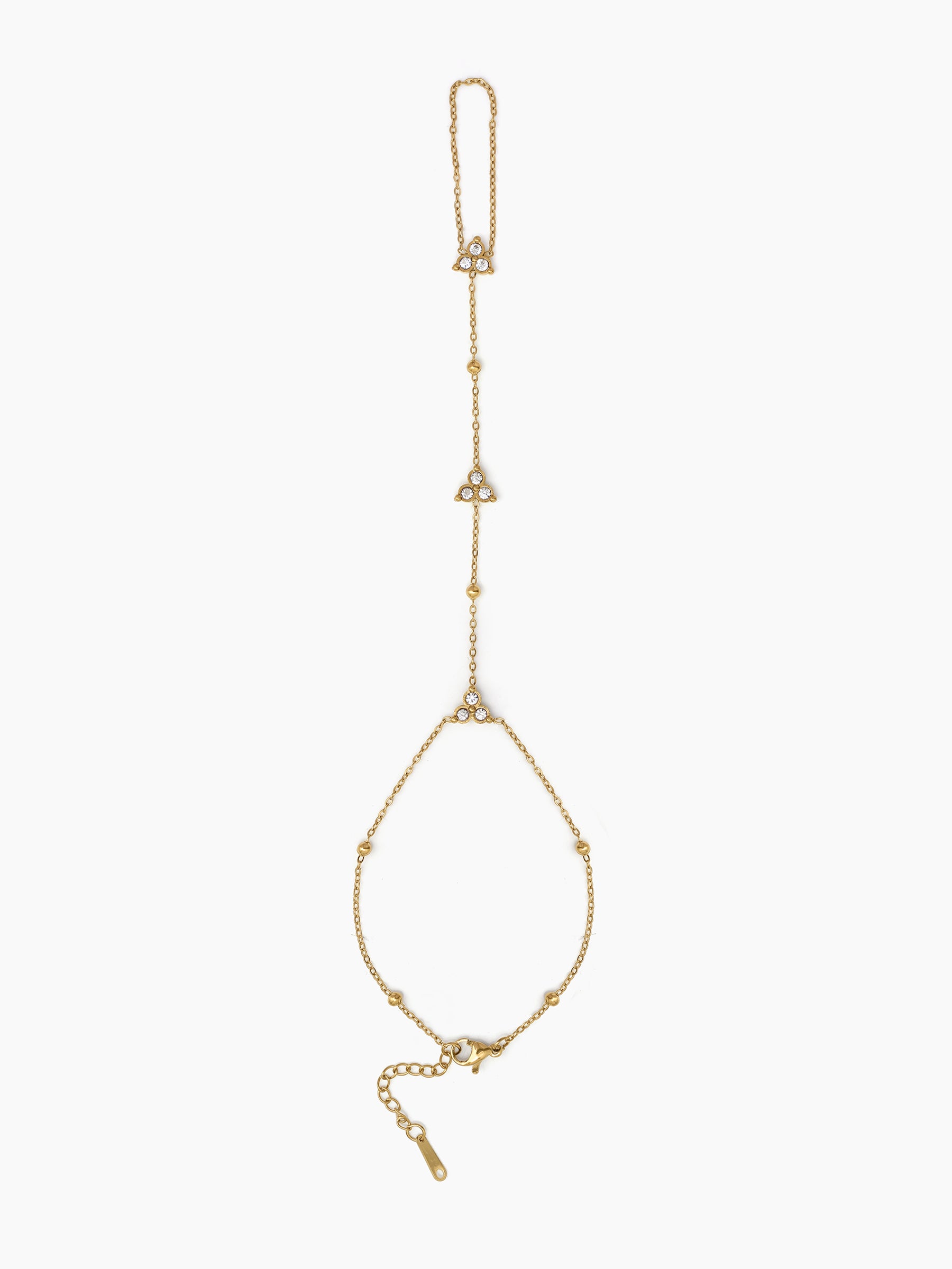 Freya Diamond Floral Bead 18K Gold Plated Women's Ring Bracelet