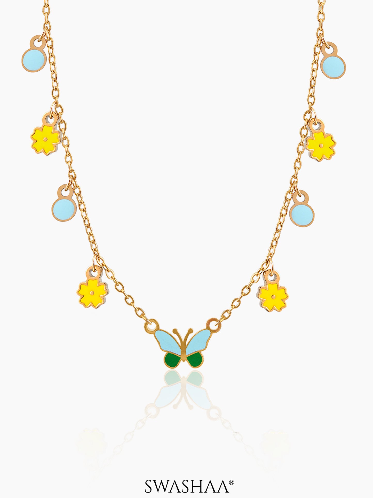 Furry Butterfly Kid's Jewelry Set Of 3 - Necklace, Bracelet & Earrings