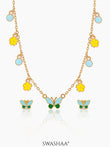 Furry Butterfly Kid's Jewelry Set Of 2 – Necklace & Earrings