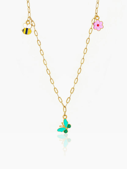 Fury & Flower Charms 18K Gold Plated Kid's Necklace