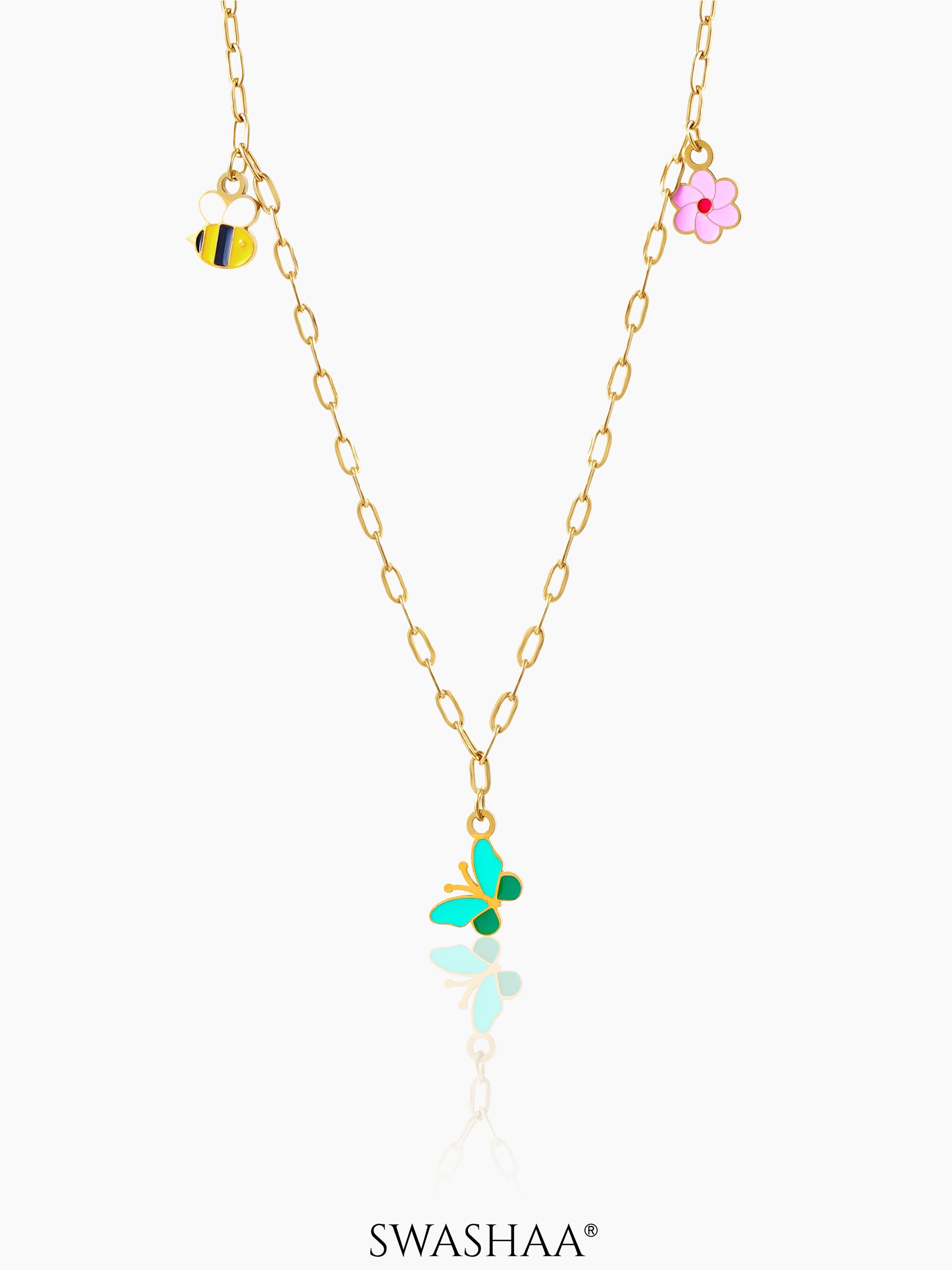 Fury & Flower Charms 18K Gold Plated Kid's Necklace