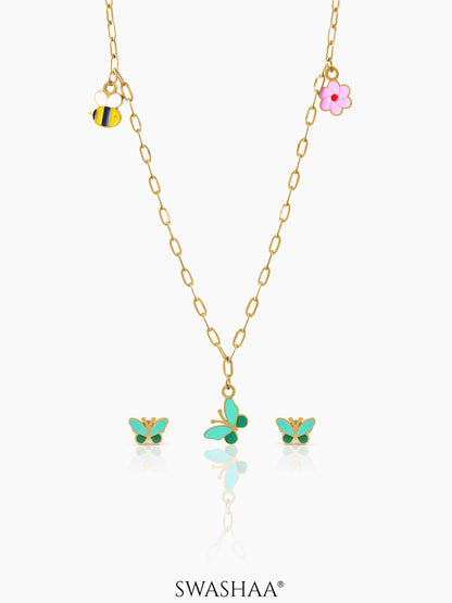 Fury Charms Kid's Jewelry Set Of 2 - Necklace & Earrings - Swashaa