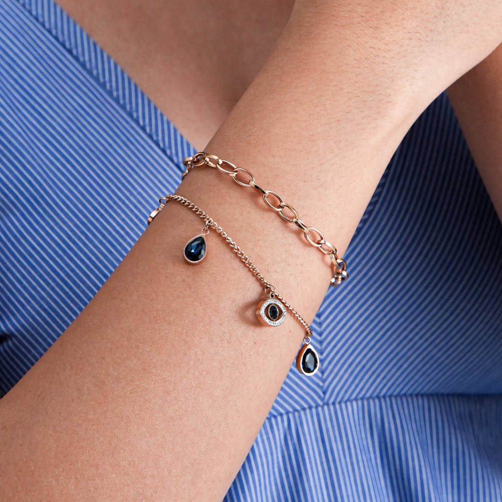 Gracie Evil Eye Rosegold Plated Bracelet - Swashaa