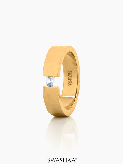 Gaios Crystal 18K Gold Plated Band Men's Ring