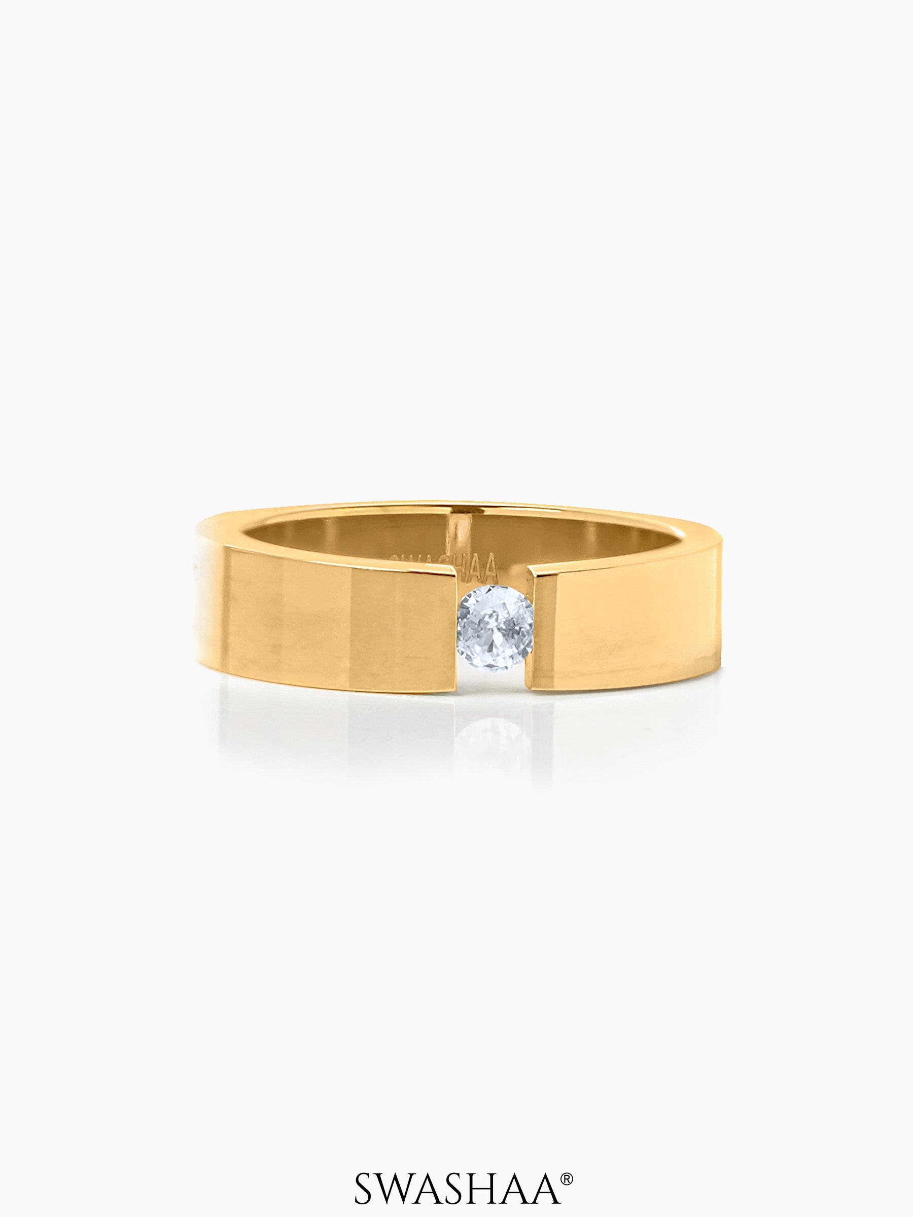 Gaios Crystal 18K Gold Plated Band Men's Ring