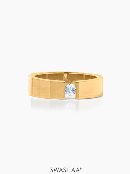 Gaios Crystal 18K Gold Plated Band Men's Ring