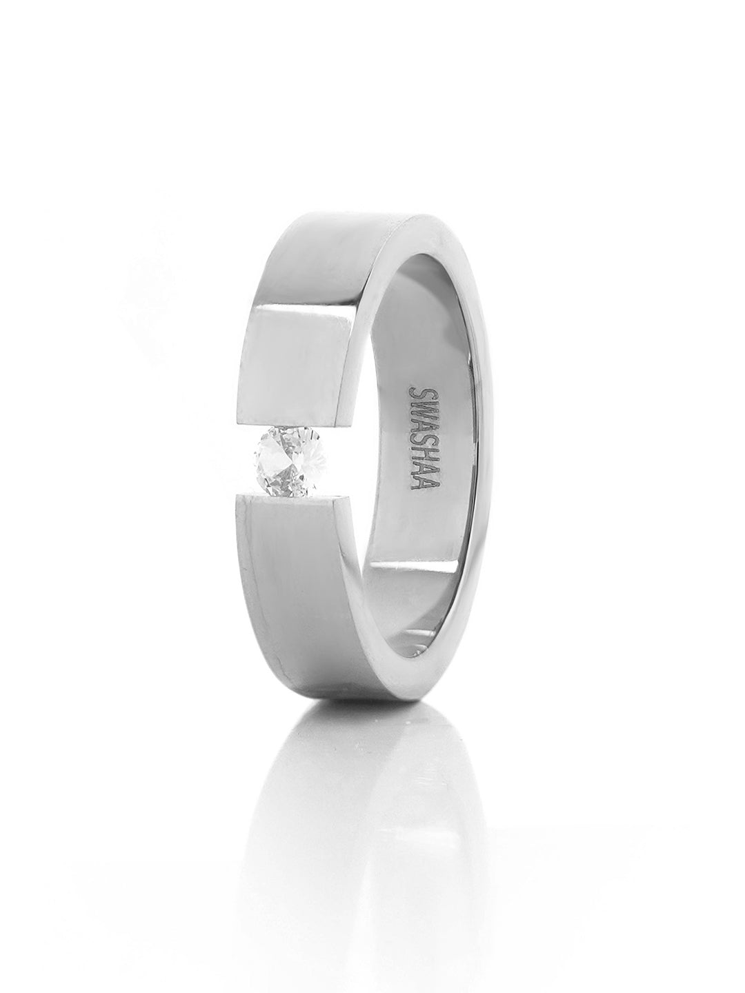 Gaios Crystal Silver Band Men's Ring