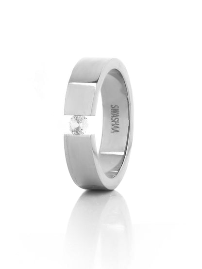 Gaios Crystal Silver Band Men's Ring