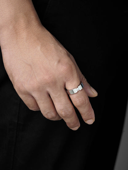 Gaios Crystal Silver Band Men's Ring