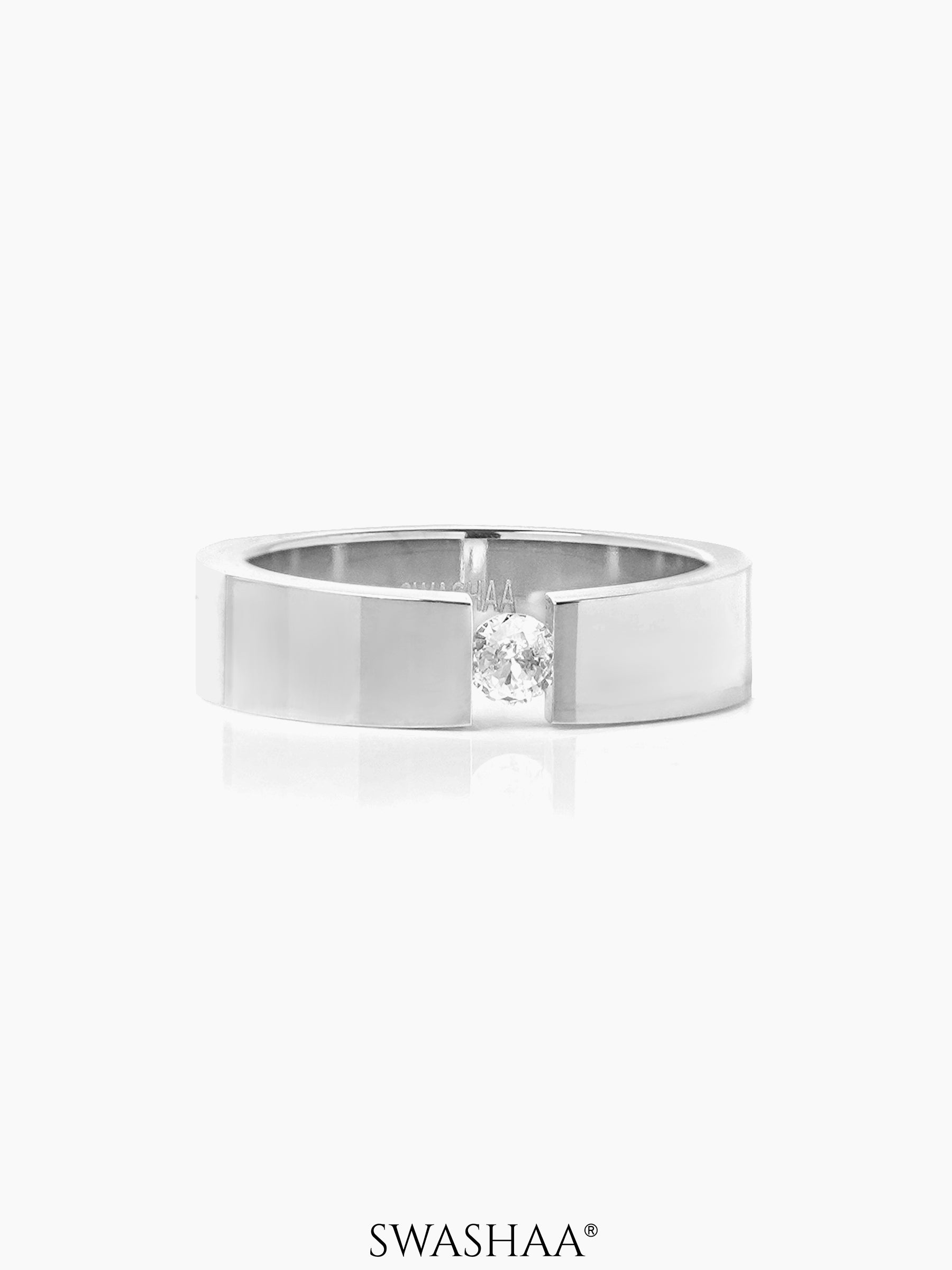 Gaios Crystal Silver Band Men's Ring