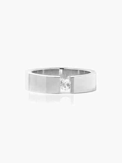 Gaios Crystal Silver Band Men's Ring