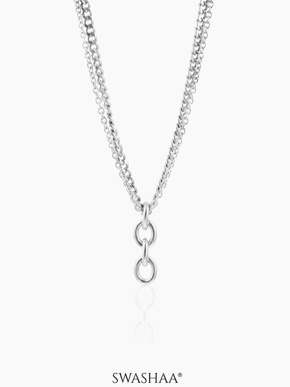 Gazian Four Interlinked Ring Men's Double Chain Pendant