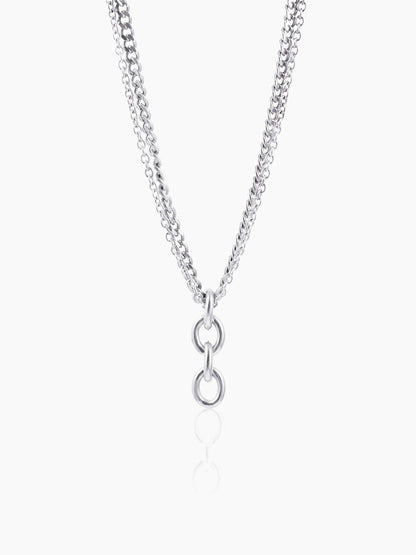 Gazian Four Interlinked Ring Men's Double Chain Pendant